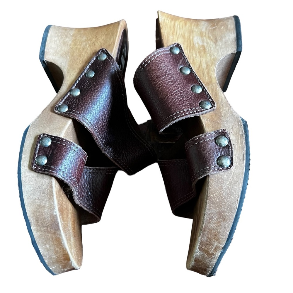 90s Y2K BONGO Studded Wood Wedge Platform Mule Vintage sz 7 - Picture 3 of 9